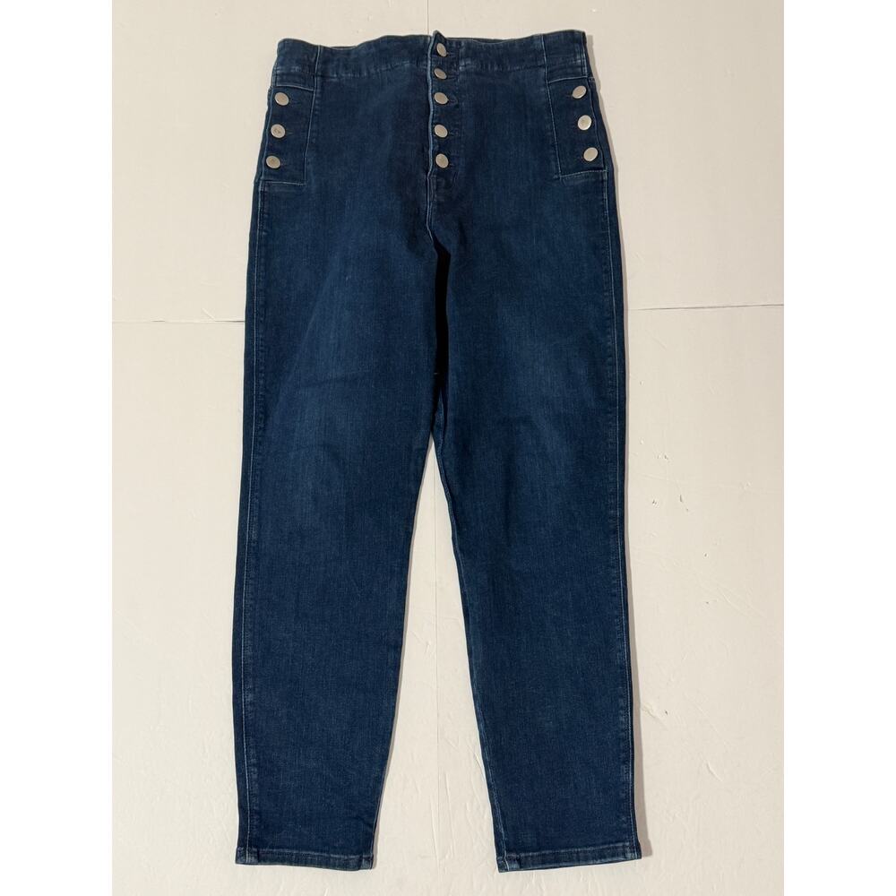 J Brand Natasha Sky High Crop Skinny Sailor Pants, Dark Wash, Size 32